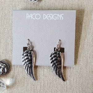 Paco Designs Jewelry - Antique Silver Angel Wing Necklace and Earring Set Paco Designs Jewelry - Antique Silver Angel Wing Necklace and Earring Set